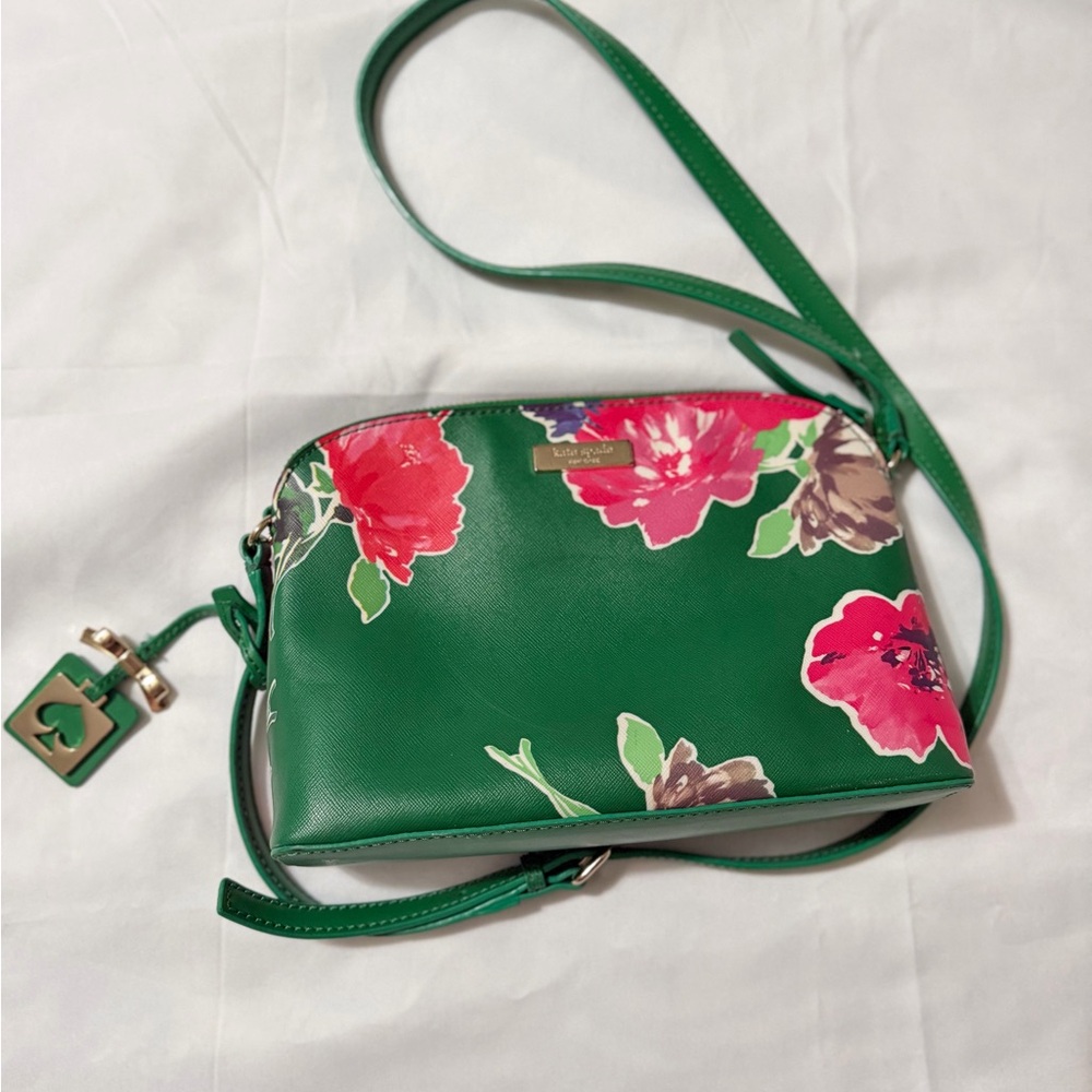 Kate Spade Green and Red Floral Crossbody Bag
